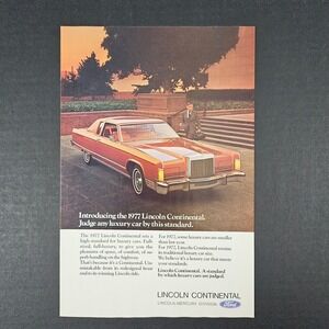 1977 Lincoln Continental Luxury Car Ford Mercury Vintage Print Ad Mancave Garage
